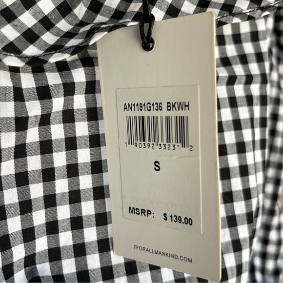 7 for all mankind Black and White Gingham Sleveless Ruffle Top - Picture 5 of 11